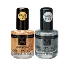 INM Northern Lights Hologram Top Coat Set Gold & Silver